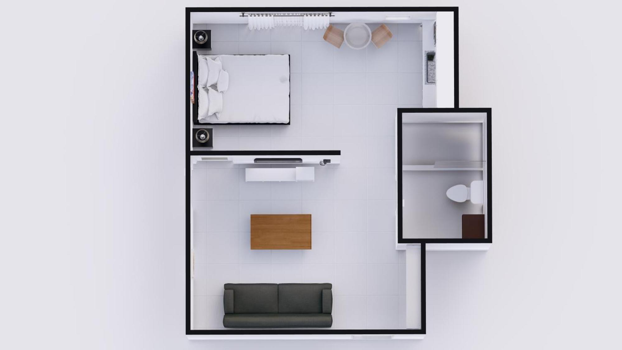 Suíte Superior de 1 Quarto com Cozinha